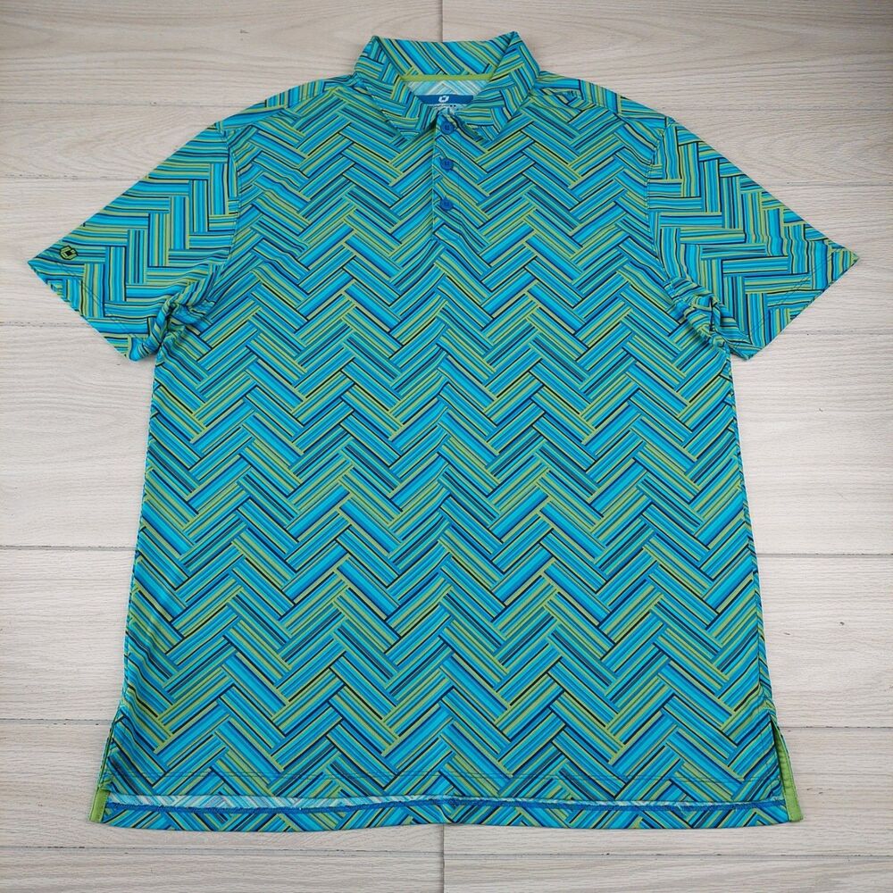 IBKUL Polo Shirt Mens Large Herringbone Performance‎ Wicking Golf Pickleball